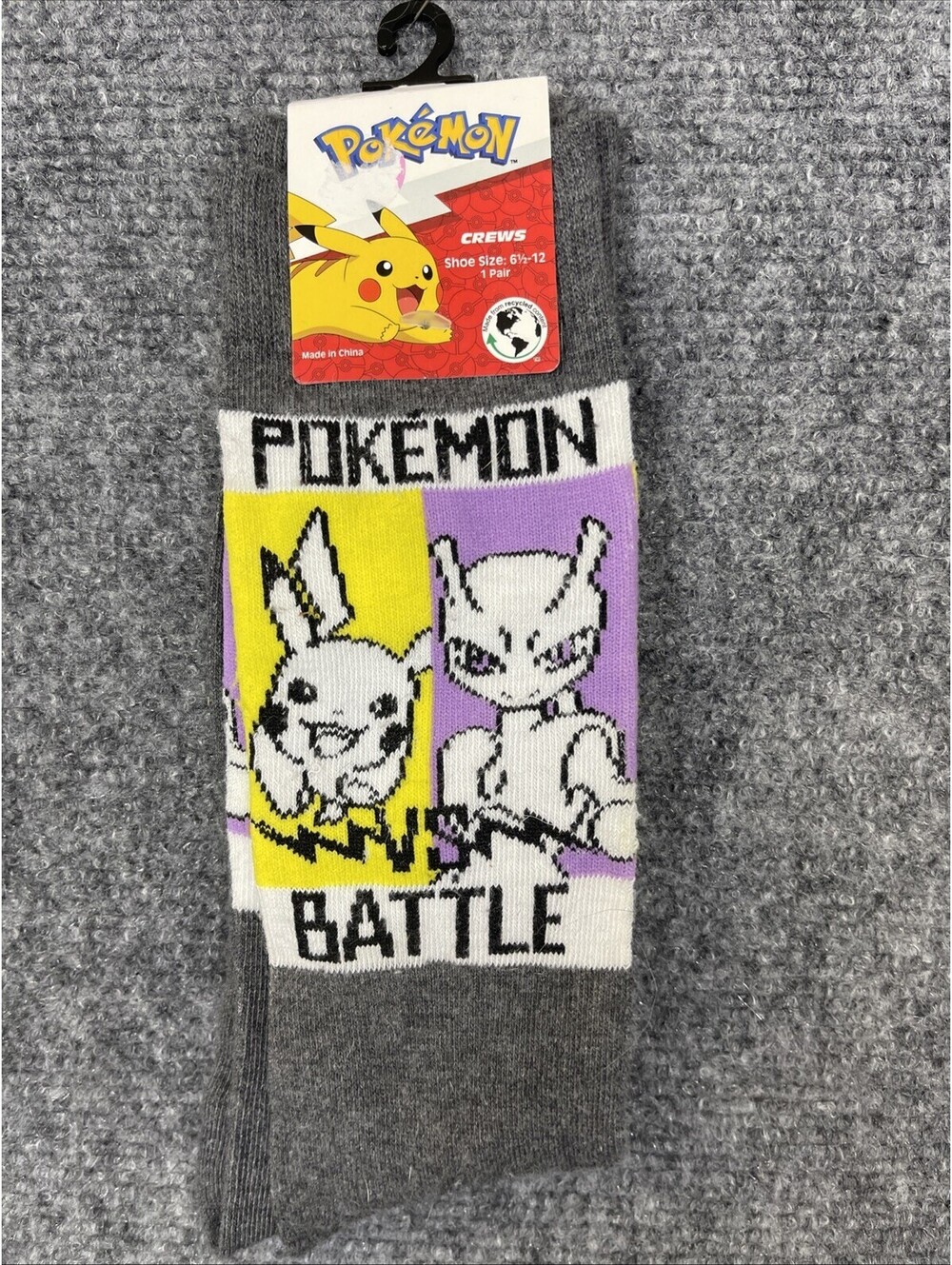Pokémon Battle Socks Crew Shoe Size 6 1/2 To 12